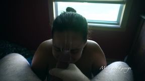 Thick Cum Runs Down Missy's Face After Giving George A Quick Blowjob