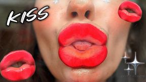Seductive Red Wet Kiss and Spit kisses