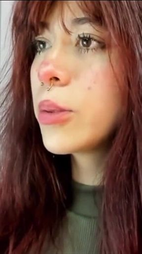 A Fan Makes Me Undress, a Latina with Red Hair and Small Tits