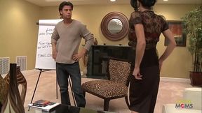 His big cock is perfect for the brunette milf boss with big tits who craves a giant cumshot