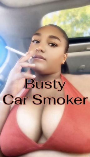 Busty Car Smoker