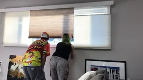 Couple caught fucking outside their apartment window