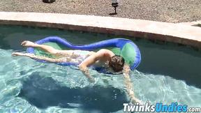 ”Hot twink stroking his meat while wearing undies”