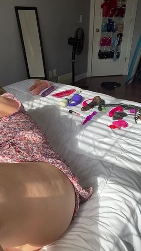 MILF in Sundress Solo W Glass Dildo