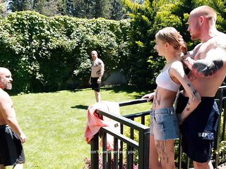 Petite Sasha Paige 1st Time Stretched Double Vagina Penetration Group sex with Football Players Massive Jocks!