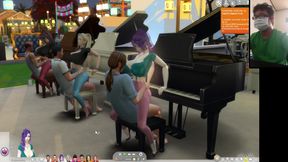 The Sims 4:6 people playing the piano for sex