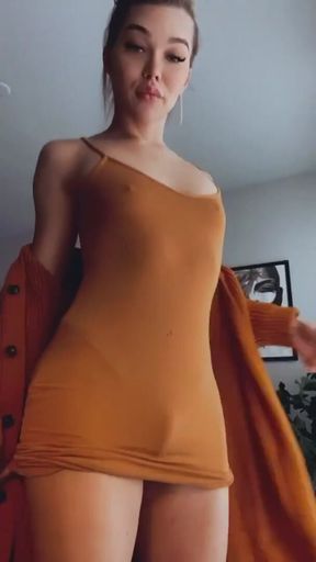 Blonde in tight dress