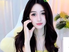 Horny amateur masked Asian teen toying on webcam show