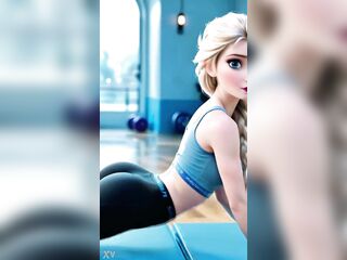Looks like Queen Elsa is training hard. What's that babe training for? AI-generated