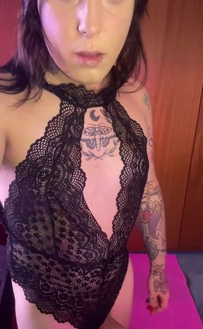 Trying on this beautiful and sexy black bodysuit, did you like it?