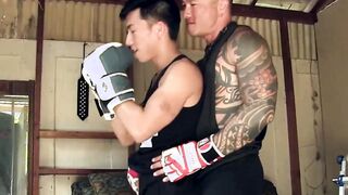 Boxer Asian jocks deepthroat before ball gagged ass drilling