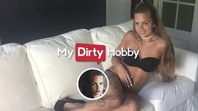 Sexy Brunette (Arya LaRoca) Rides Her Bf'_s Cock For The First Time In Front Of The Camera - My Dirty Hobby