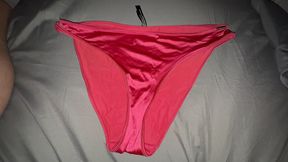 Red silky panties