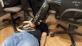 Nara and Sue teach their trainee a lesson he`ll never forget (720 EN-sub) - Foot Domination - Foot Humiliation - Foot Slave - Female Domination - Work Humiliation