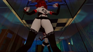 Teen Red Fox Dragon Tattoo Girl Black Thong Gives POV Mirror Lap Dance