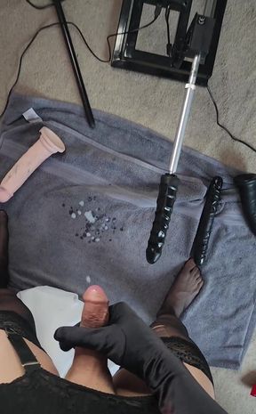 Solo stroke in tight stockings