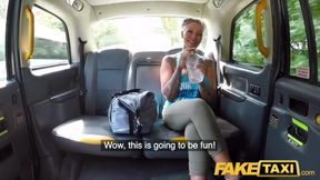 Amateur Taxi Busty blonde gym bunny tattooed Milf gets anal workout