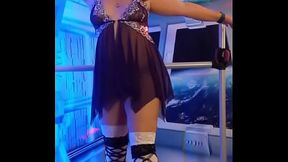 Hotwife Steffi purple chemise pussy dance promo