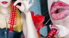 Licking and drooling over a marmalade centipede