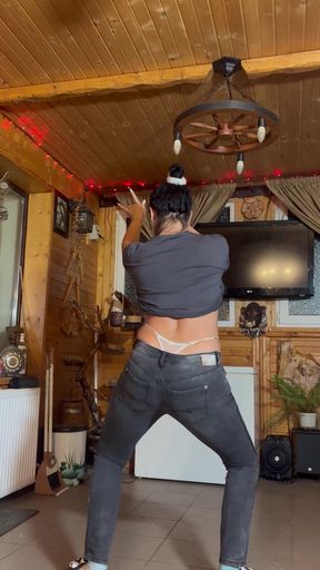 Back Tease in Jeans, White Tanga &amp; Cigarette