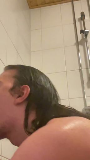 Stripping, showering and playing with dildo   Clip 3