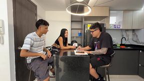 Latina teen gives her ass to save hubby's job