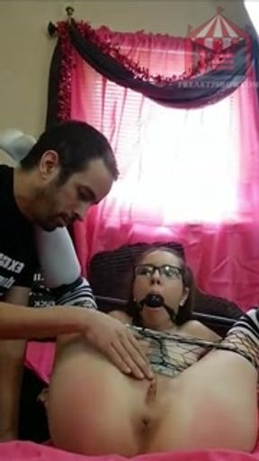 Barred and Feathered Gagged BDSM Pussy Spank