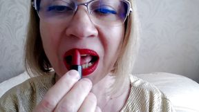 Red lipstick application
