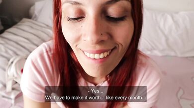 POV babysitter slut swallows cock for raise!