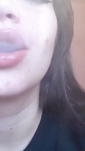 Bare lips smoking cigarette   Clip 1
