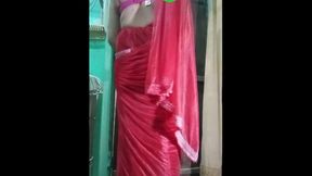 Indian Gay Crossdressing in Red Saree looking 🥵 hot #indiangay #indiancrossdresser #crossdresser