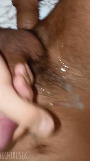 A young virgin is flooded with daddy's sperm and his huge cock from a hot fuck!   Clip 2