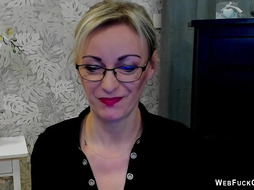 Clothed busty German MILF on webcam posing