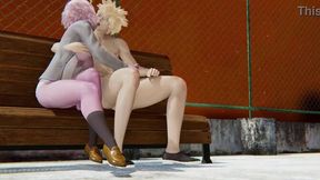 My Hero Academia: Mina Ashido jerks off Bakugo's big cock