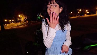 Almost Caught Public Blowjob &amp_ Creampie Petite Latina Cindy Luna Petite &ndash_ Sneaky Motorcycle Sex Outdoor Amateur