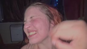 face slapping POV, blowjob, cum on face and squirting