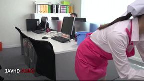 Chihiro Akino&#039;s Stunning Blowjob Leads to Explosive Creampie in Office Setting