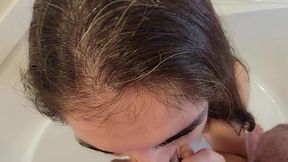 Big Tits MILF Blowjob, Piss Drinking, Cum Swallowing