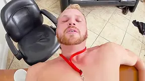 Muscular Stud Pounds Bloke On Office Desk