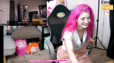 Streamer gets Horny during stream and start watching Porn - Emma Fiore