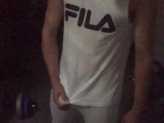 GAS mask ROUGH JERK OFF + MASSIVE CUMSHOT ** SNEAKING in to the GYM in the Night + lockdown belly **