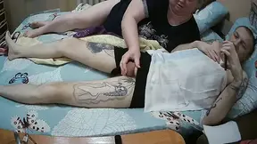 Mother-in-law Jerks off My Dick and Watches the Sperm Flow From the Penis