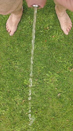 Pissing in the garden, with plug inside