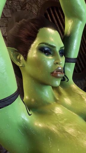 Futanari Orc BDSM Deep Throat Blowjob.
