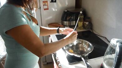 Neighbor’s wife teases then fingered under breakfast table blowjobs everywhere