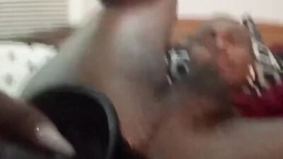 Apollo Ladon is shoving huge black toy deep down his ass