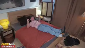 REAL WOMAN - REAL MOM with Huge Tits shares bed with her younger guest