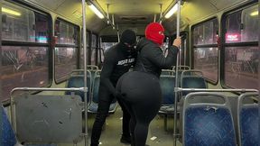 Big Ass Girl in Pink Leggings on the Bus Strips to Pink Thong
