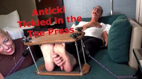 Antickl Tickled in the Toe Press - Bella Ink Female Tickling Male Foot MOBILE