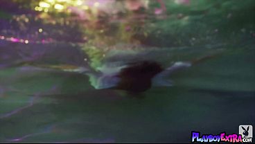 Bombastic big tits nude teen Alyssa Arce reveals her pussy under the water